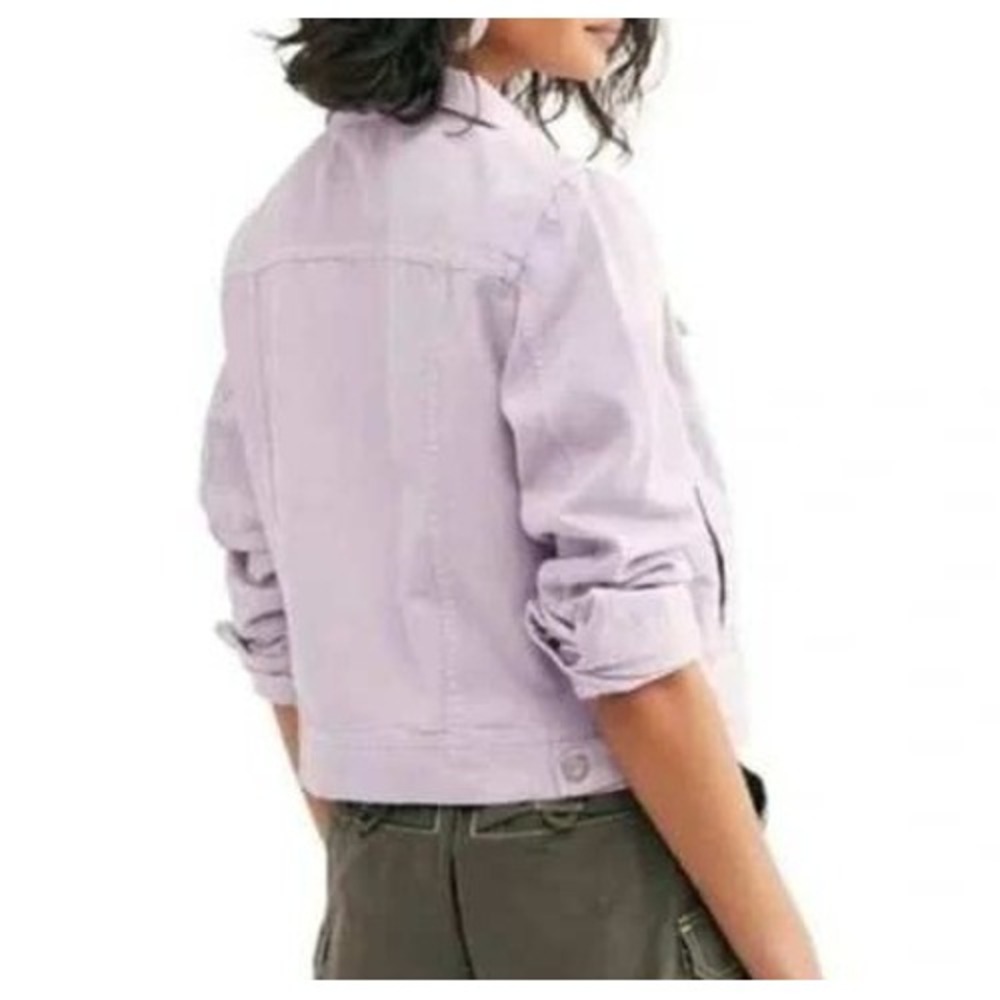 Free People‎ Women's Rumors Denim Lilac Purple Jean Jacket Size Medium  Boho